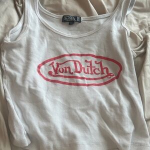 Von Dutch White Tank with Red Logo